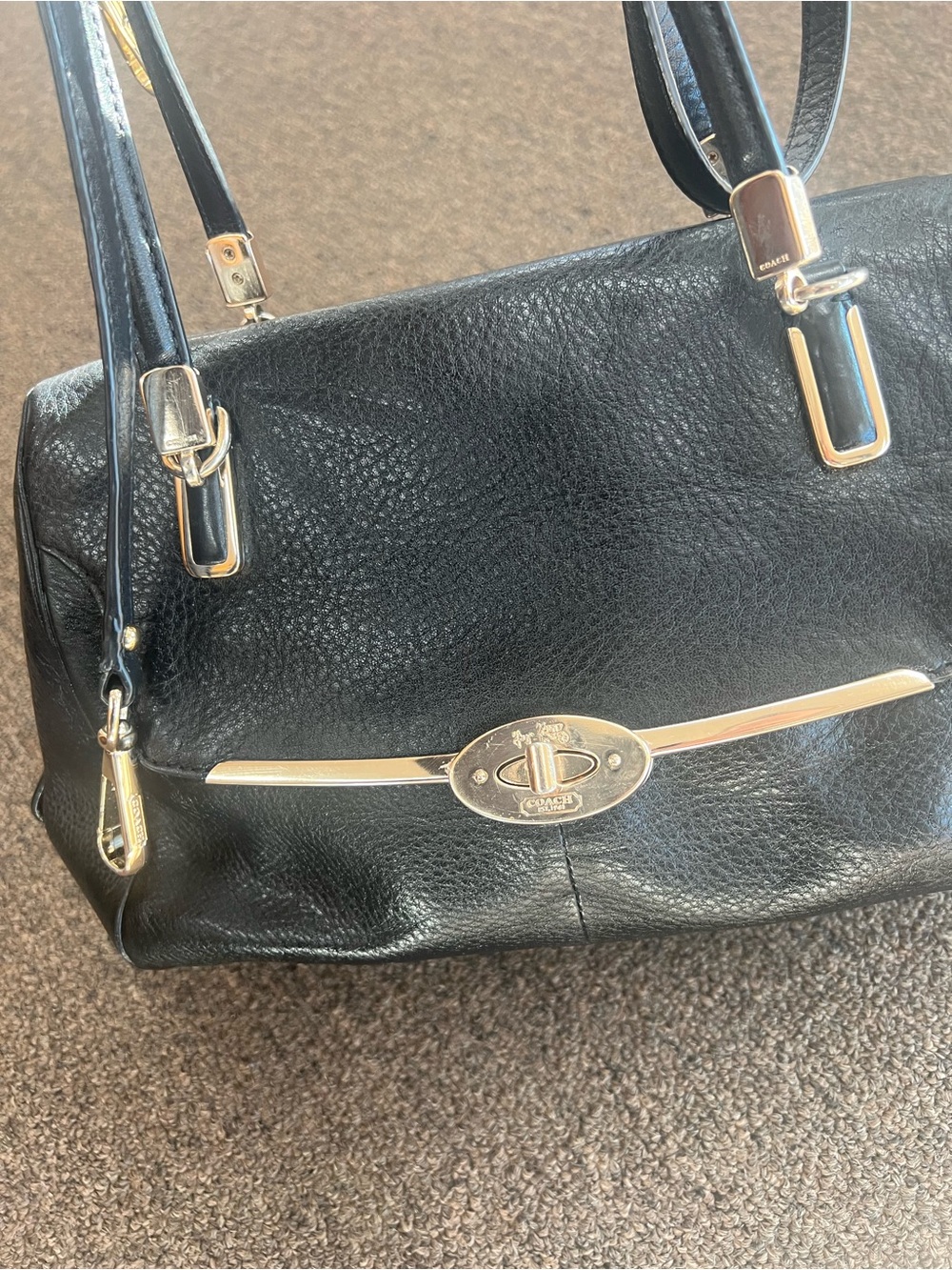 Coach Black Pebbled Leather Shoulder Bag with Gold Hardware